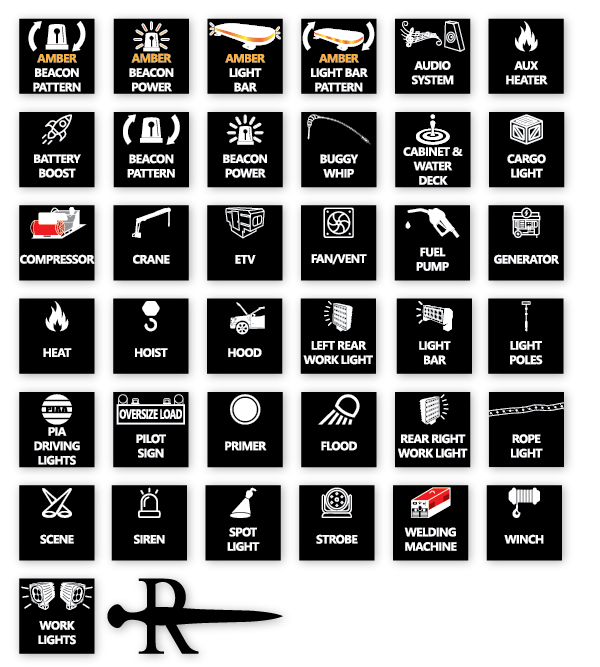 Auxiliary Switch Labels - Advanced (0.50") - Dark
